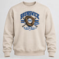 Brunswick Blue Devils baseball design on a sand crewneck sweatshirt