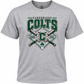 Cloverleaf Colts baseball Home Run design on a light heather gray T-shirt