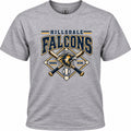 Hillsdale Falcons baseball Home Run design on a heather gray T-shirt