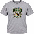 Medina Bees baseball Home Run design on a heather gray T-shirt