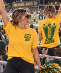 Medina Bees Football Flag front and back design on a Yellow T-shirt