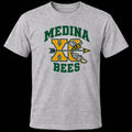Medina Bees cross country XC design on a heather gray T-shirt