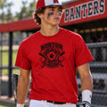 Norton Panthers baseball mitt design on a red T-shirt