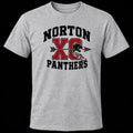 Norton Panthers cross country XC design on a heather gray T-shirt